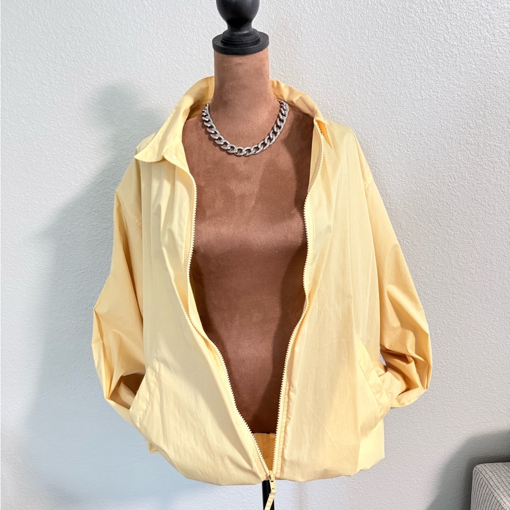 Butter Yellow Lightweight Jacket Zip-Up Windbreaker | size XL